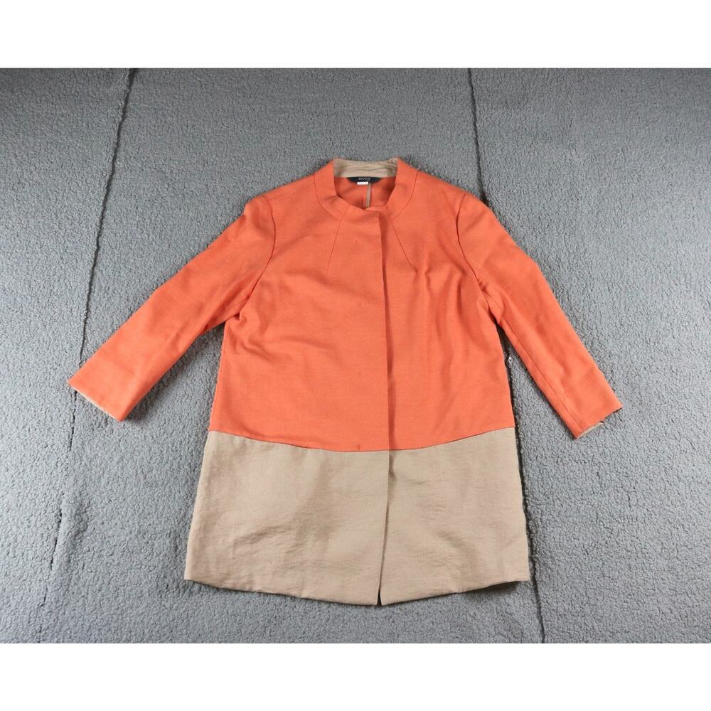 Mode Eye Womens Large Colorblock Orange Brown Button Vintage Japan